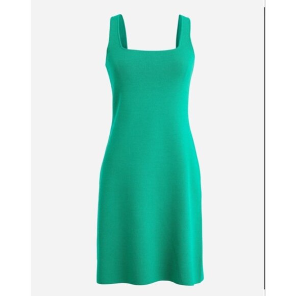 J.Crew Square-Neck Mini Sweater Dress in Bright Patina sz L - Picture 3 of 12